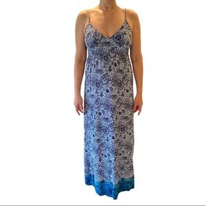 Aqua maxi dress with leg slit